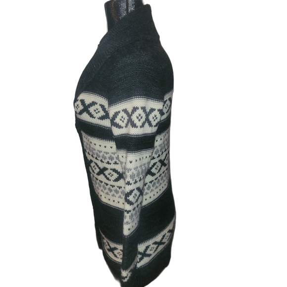 Sansara Black & White Wool Blend Fair Isle Style Cardigan M - Picture 5 of 7